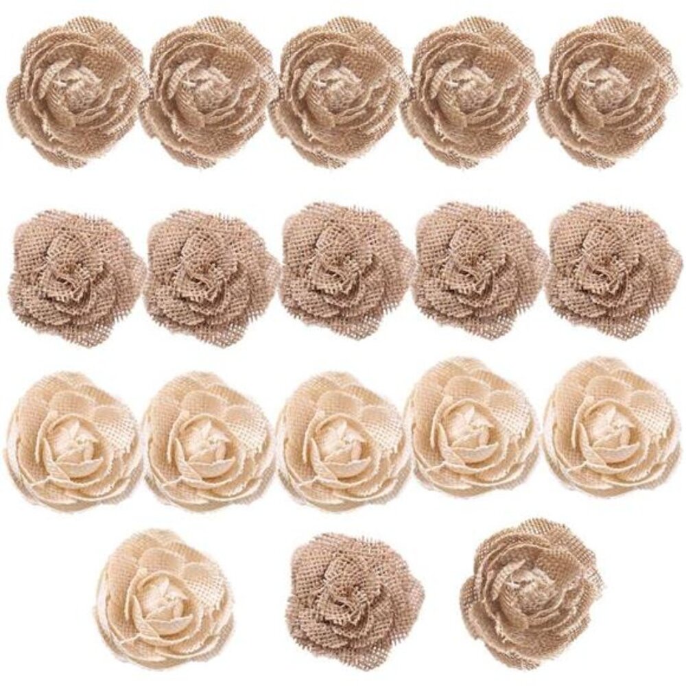 Natural Burlap Flowers Assorted Handmade Burlap Rose for Wedding
